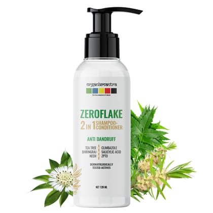 Organix Mantra ZeroFlake 2-in-1 Shampoo & Conditioner with Salicylic Acid, Climbazole, ZPTO,Tea Tree, Neem, Bhringraj | Anti-Dandruff Solution | Itchy Scalp | Hydrating|For All Hair Types - 120ML Organix Mantra ZeroFlake 2-in-1 Shampoo & Conditioner with Salicylic Acid, Climbazole, ZPTO,Tea Tree, Neem, Bhringraj | Anti-Dandruff Solution | Itchy Scalp | Hydrating|For All Hair Types - 120ML