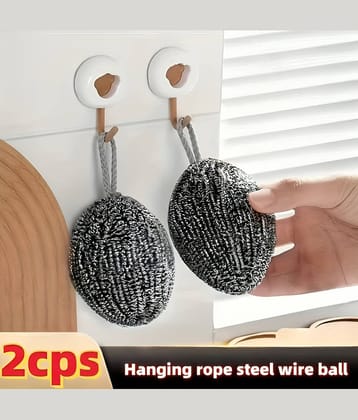 Dust N Shine Stainless Steel Wool Dishwashing Scouring Pads - Household Dishwashing Pots Pans (Pack of 2)