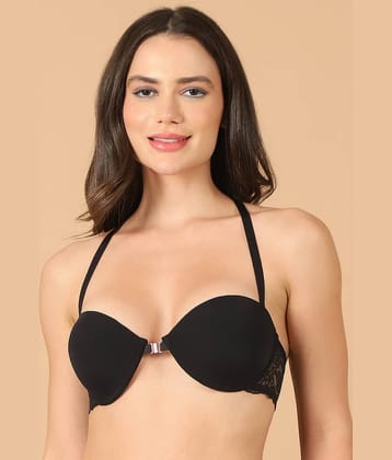 PrettyCat Polyester Lightly Padded Women's Push Up Bra ( Black )