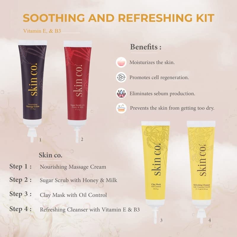 Skin Co Vitamin E,B3, Soothing And Refreshing for women Pedicure Manicure Hand & Foot Home Care Spa Kit | All Skin Types, 30g+10ml