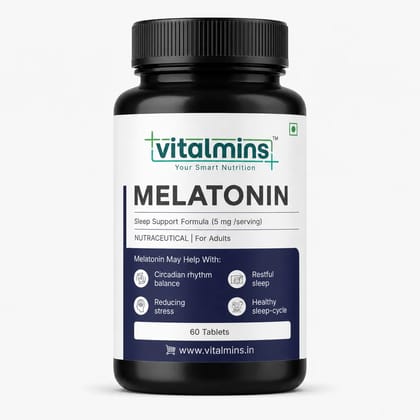 Vitalmins | Your Smart Nutrition | Melatonin | Sleep Support Formula | Circadian Rhythm Balance | Reducing Stress | Restful Sleep | Healthy Sleep-Cycle | Nutraceutical for Adults | 60 Veg Tablets