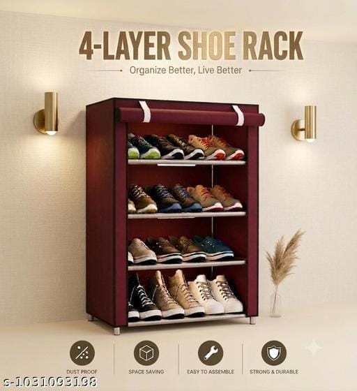 Perfect collapsible Shoe Rack 4 LAYER MAROON