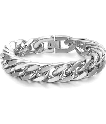ZIVOM® Glossy Silver Curb 316L Surgical Stainless Steel Premium Lock Bracelet For Men Boys