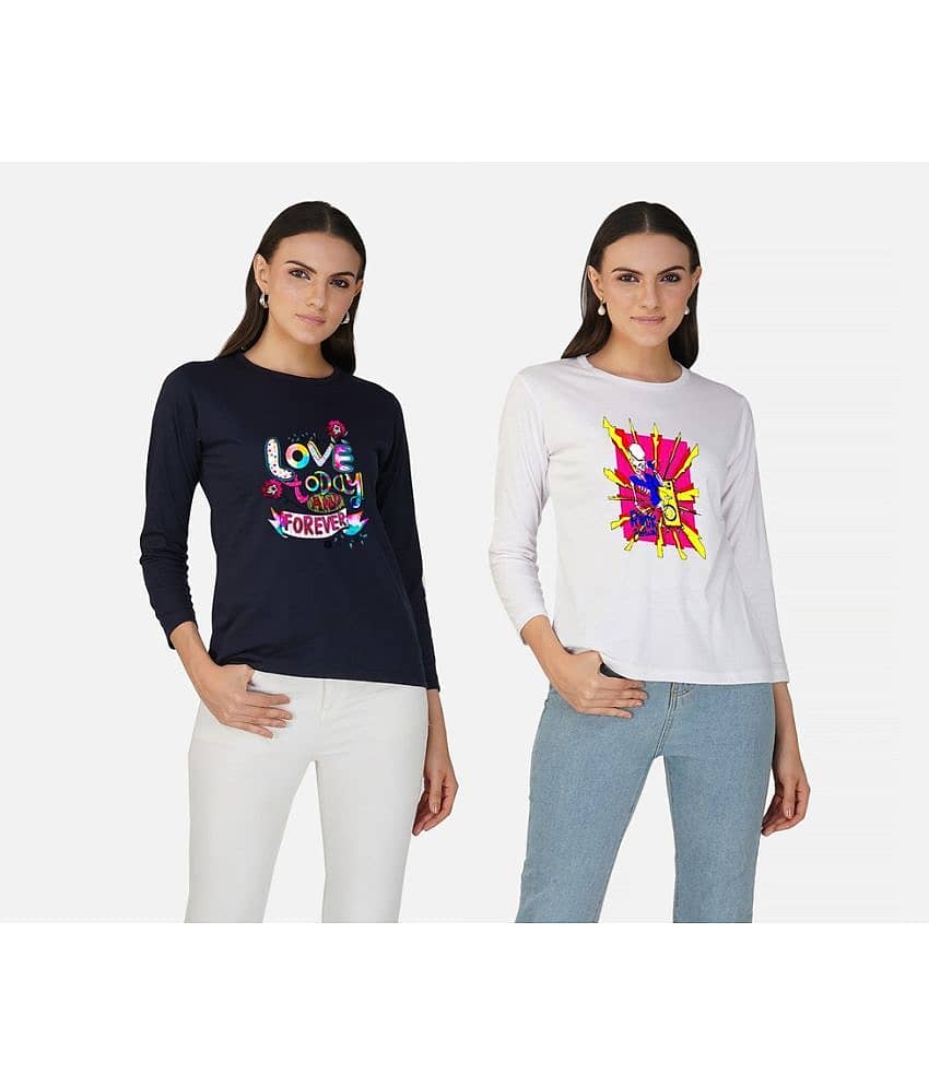 CHOZI Women Cotton Printed Regular Fit Round Neck T-Shirt ( Multi Color )