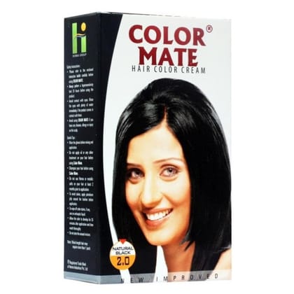 Color Mate Natural Black Hair Color (30ml) | Cream-Based, Grey Coverage | Permanent Hair Dye