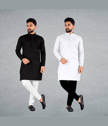 FRELURO Muticolor Cotton Blend Men's Regular Kurta ( Pack of 2 )
