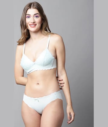 PrettyCat Lace Women's Bra & Panty Set ( Green )