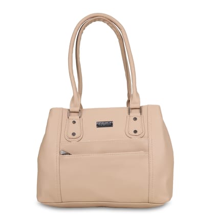 Jothi Duvera Premium Womens Handbag | 3-Compartment Synthetic Leather Tote | Tumbled Matte Finish | Water-Resistant | Soft Base | Beige