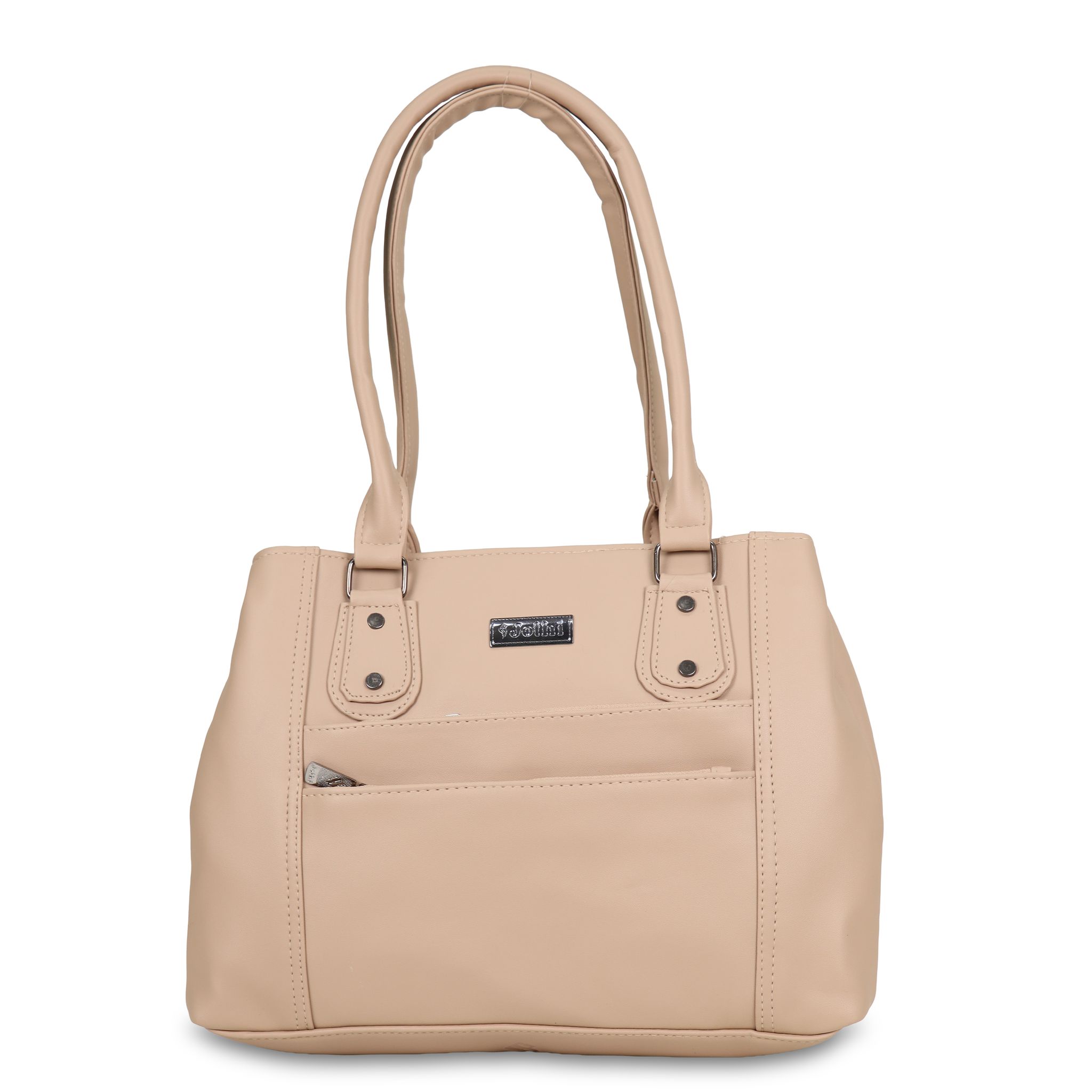 Jothi Duvera Premium Womens Handbag | 3-Compartment Synthetic Leather Tote | Tumbled Matte Finish | Water-Resistant | Soft Base | Beige