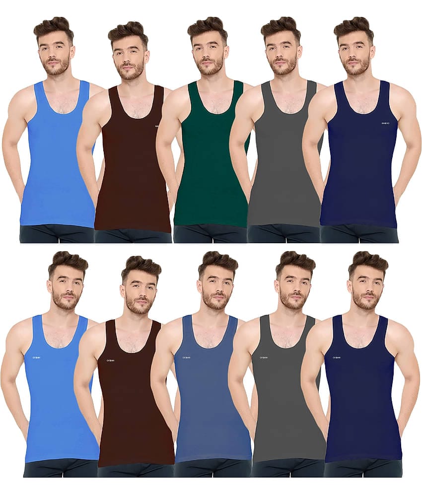 INNERO Pack of 10 Cotton Basic Vest For Men ( Multicolor )