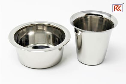 RK Kumbakonam Stainless Steel Traditional Dabara Set | Coffee Dabara Set | South Indian Filter Coffee Tumbler Set (Silver, Pack of 3)