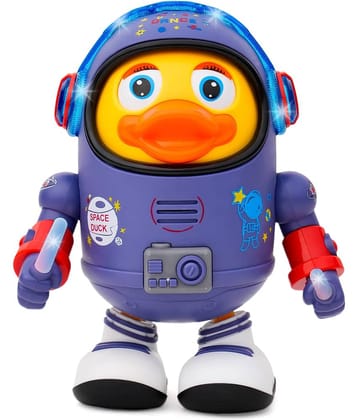 Dancing Space Duck Toy with Vibrant Light Effect & Musial Sound | Best Dancing Toy Gifts/Toddlers/Babies/Girls/Boys | Blue & Yellow Color, Power Source: 3xAA Battery (Not Included)