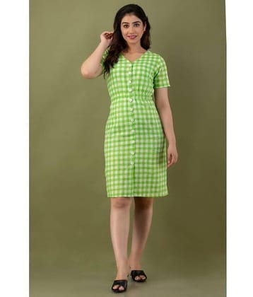 FABRR - Green Cotton Blend Women's Shift Dress ( Pack of 1 )