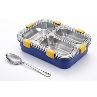 3 Compartment Lunch Box Insulated Air Tight BPA Free Lunch Box, Stainless Steel 100 Leak Proof Lunch Containers with a 3 Compartment Lunch Box Insulated Air Tight BPA Free Lunch Box, Stainless Steel 100 Leak Proof Lunch Containers with a