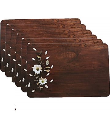 Sanraksshan PVC Floral Rectangle Table Mats ( 44 cm x 32 cm ) Pack of 6 - Multi