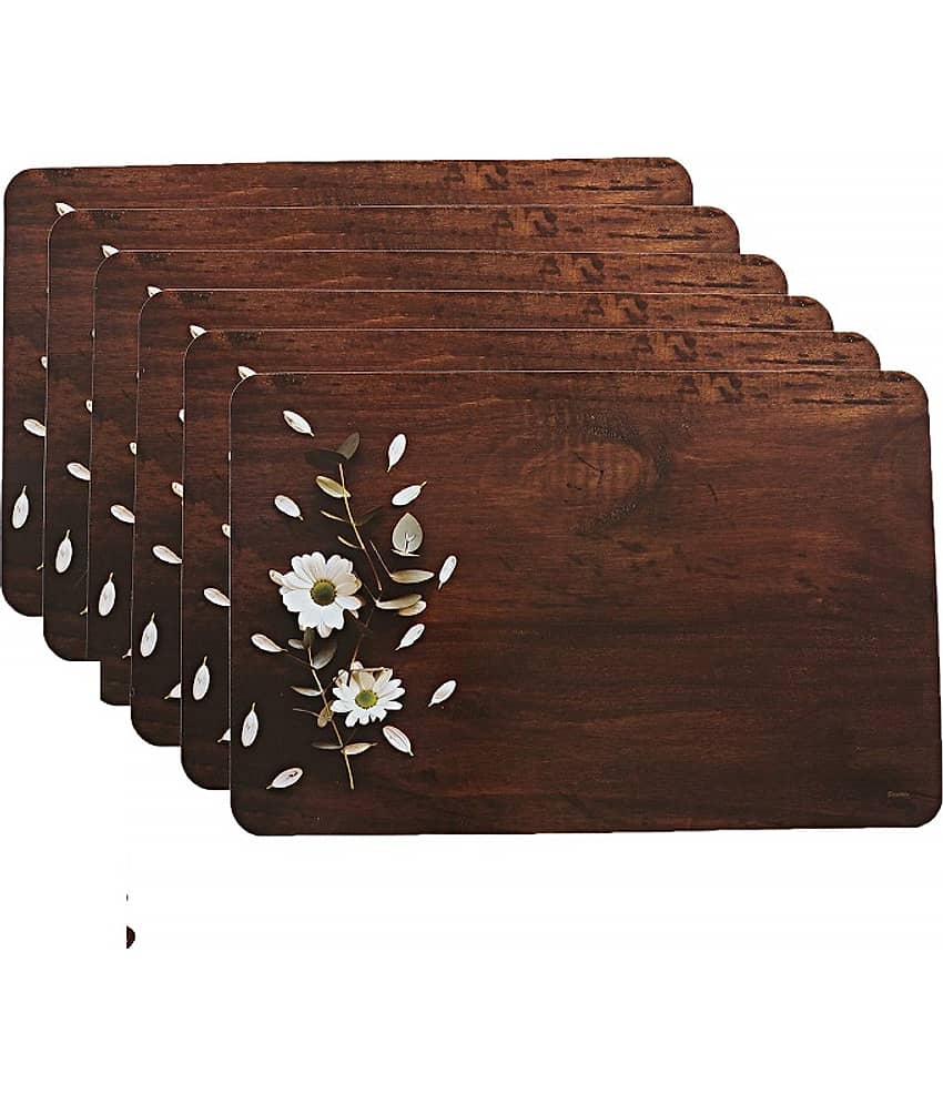 Sanraksshan PVC Floral Rectangle Table Mats ( 44 cm x 32 cm ) Pack of 6 - Multi
