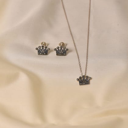 Coronation Pendant Set-Silver / 17"