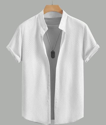 Urban Buccachi Polyester Regular Fit Self Design Half Sleeves Men's Casual Shirt - White ( Pack of 1 )