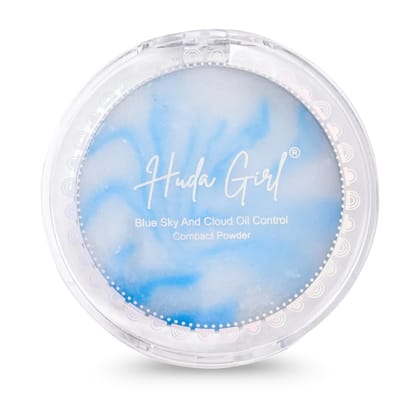 HUDA GIRL Instant Oil Control Blue Sky & Cloud Gel Compact Powder for Oily Skin - Mattifying, Poreless Finish - 2in1 Primer & Oil Control Compact Powder, Long-Lasting Compact for Women HUDA GIRL Instant Oil Control Blue Sky & Cloud Gel Compact Powder for