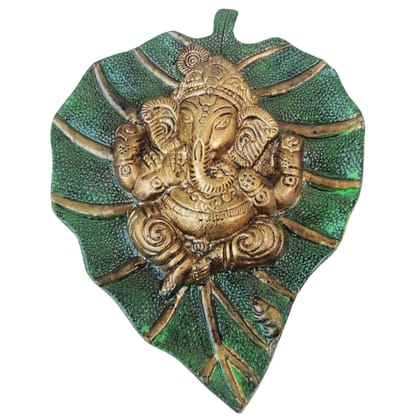 Aluminium  Showpiece Ganesh Patta Small Green (ASMAS096 B)