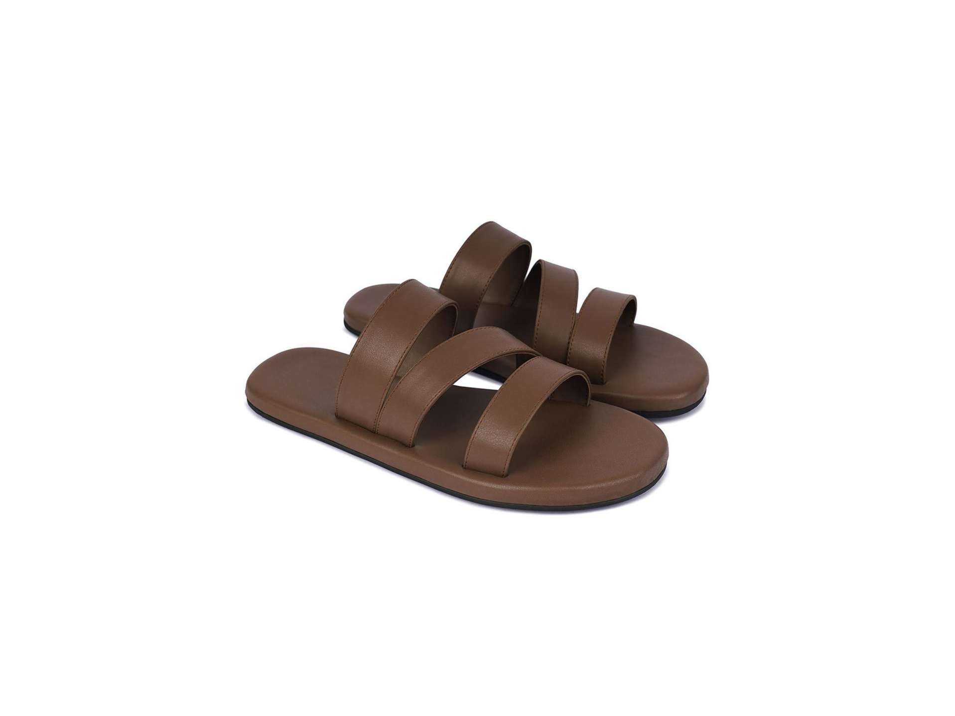 Paaduks Adi Crossover Vegan Leather Brown Slides - UK 6