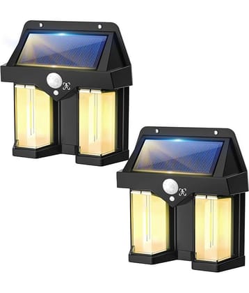 18-ENTERPRISE Outdoor Solar Wall Lamp Dual Core Wireless Dusk to Dawn Motion Sensor Sconce Light IP65 Waterproof for Exterior Front Porch Patio Fence Garage Decorative (Pack of 2).