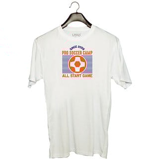 UDNAG Unisex Round Neck Graphic Football, Pro soccer Polyester T-Shirt White