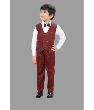 DKGF Fashion Pack of 1 Boys Cotton Blend Shirt & Pants Set ( Maroon )