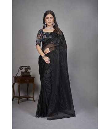 JULEE Organza Solid Saree With Unstitched Blouse Piece ( Lavender )