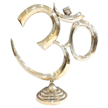 Brass Om Symbol Showpiece | Premium Spiritual Decor, Height : 17.5 Inch (FMAS785 L)