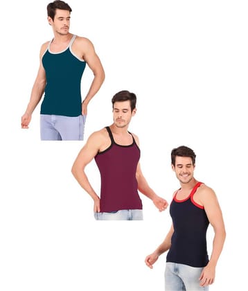 Hap Kings Pack of 3 Cotton Sleeveless vest For Men ( Multi )