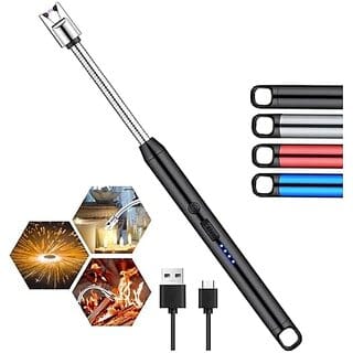 Rechargeable Electric Gas Lighter | USB Plasma Flameless 360 Flexible Neck Lighter for Kitchen, BBQ & Pooja Use