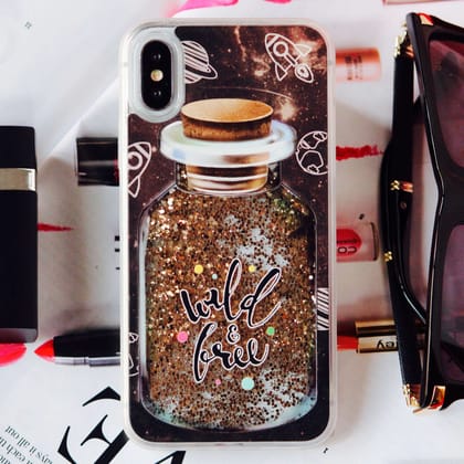 Wild And Free Glitter Sequin Quicksand Case-iPhone XS / X