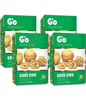 Go Organic Extra Light Broken Walnuts Kernels (Without Shell) 1 Kg, 250g x 4 | New Crop | Fresh Walnuts | Healthy and Fresh