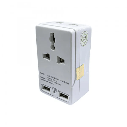 Spike 2+2 Mulktipurpose Conversion Plug | 10 Amp Socket With USB port | Heavy Duty Multi Plug Extension Cord for Office, Home