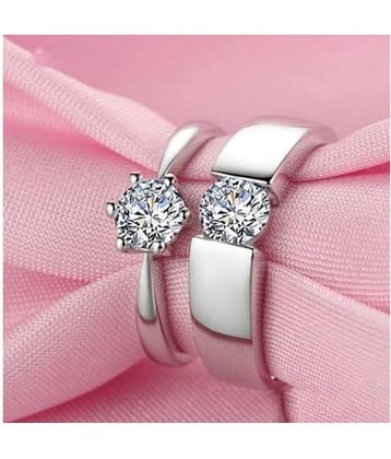 Adjustable Couple Rings Set for lovers Silver Plated Solitaire for Men and Women