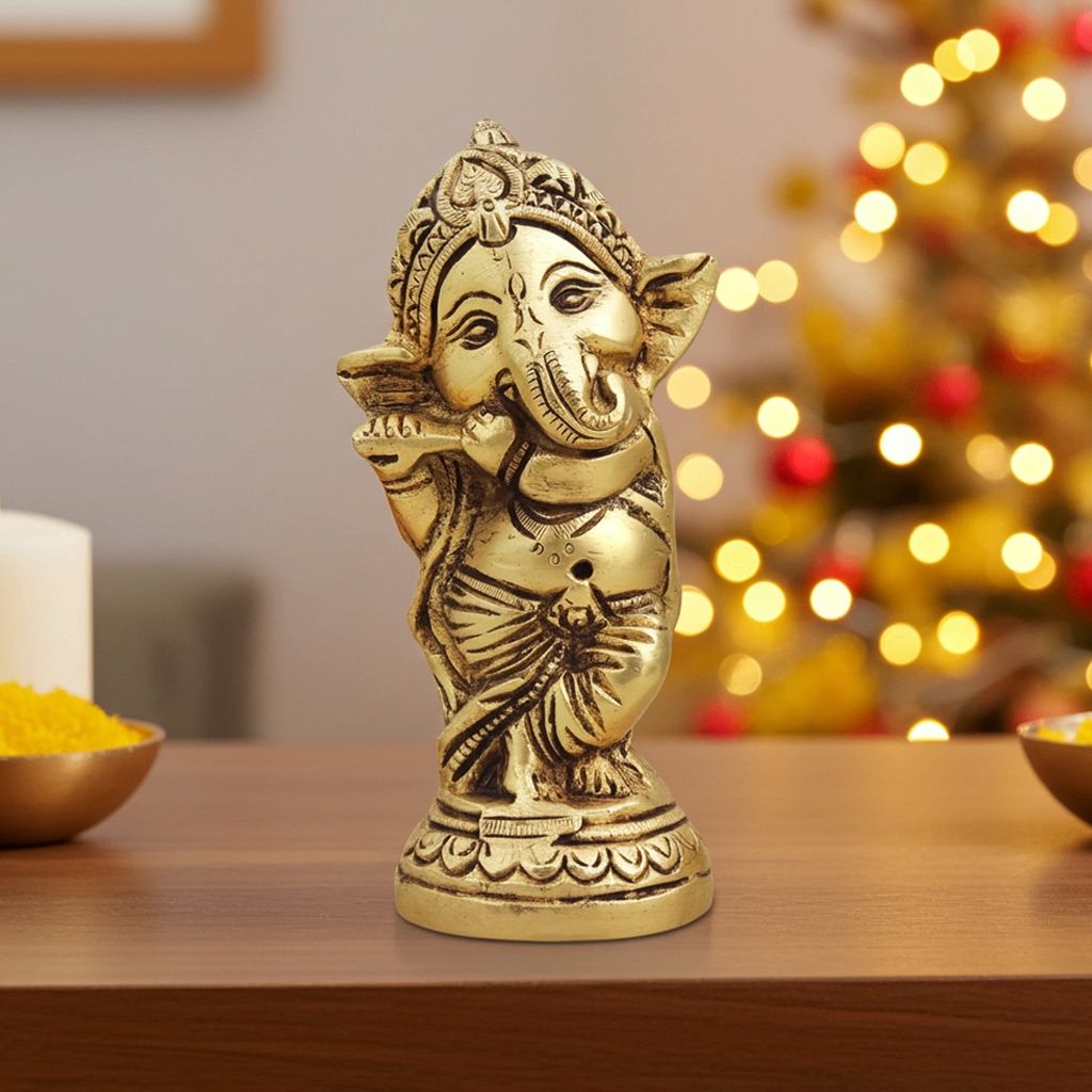 Brass Showpiece Ganesh Ji God Idol Statue (BSMAS1696 C)