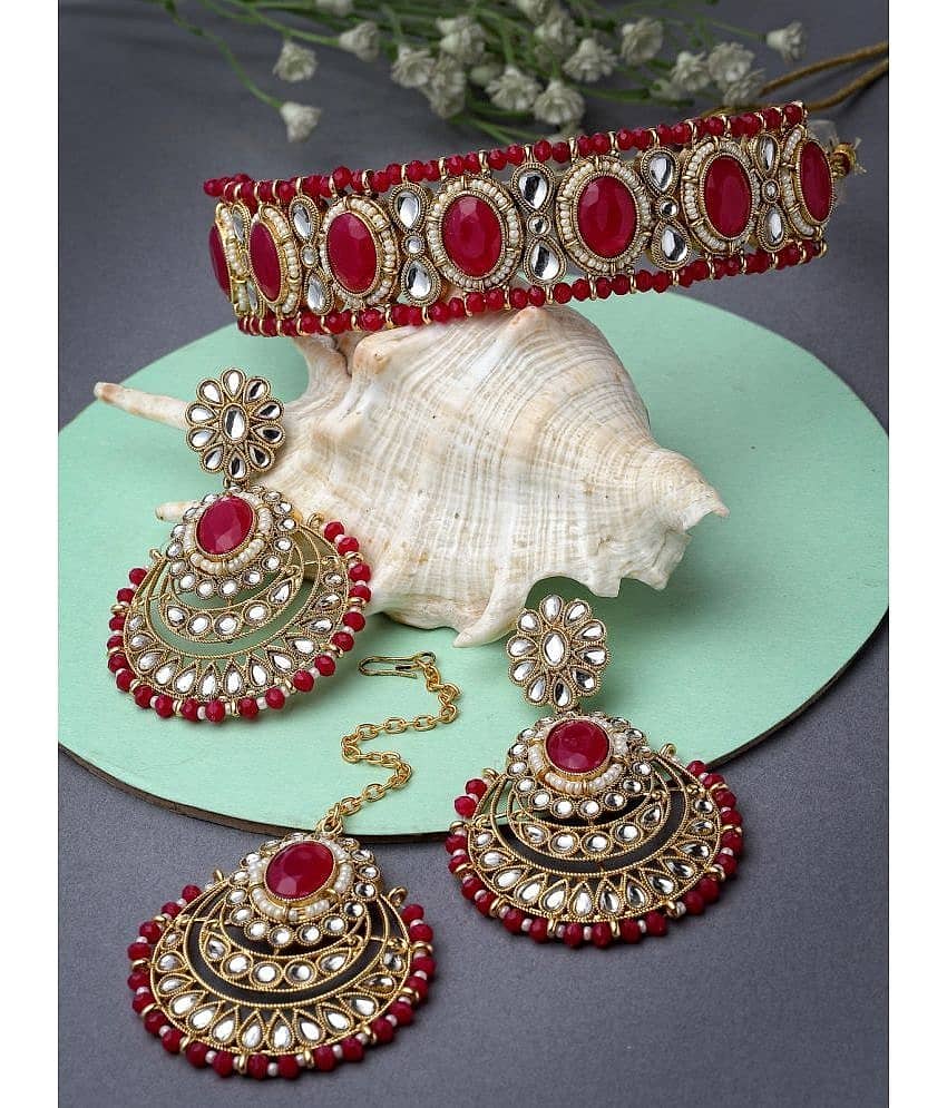 Sukkhi Red Alloy Necklace Set ( Pack of 1 )