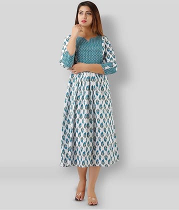 SVARCHI Women Cotton Blend Printed Ethnic Dress ( Multicolor )