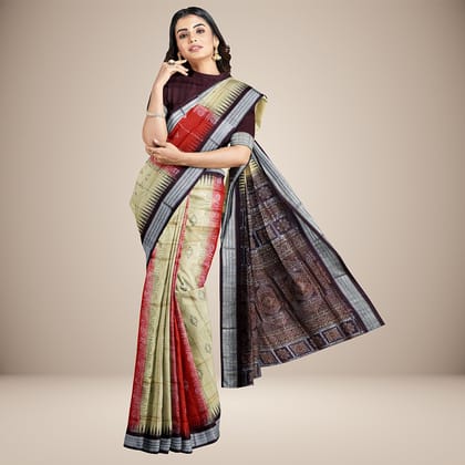 Dual Design Body Traditional Motif Bomkai Silk Saree