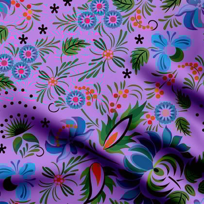Purple Paradise Print Fabric-Cotton
