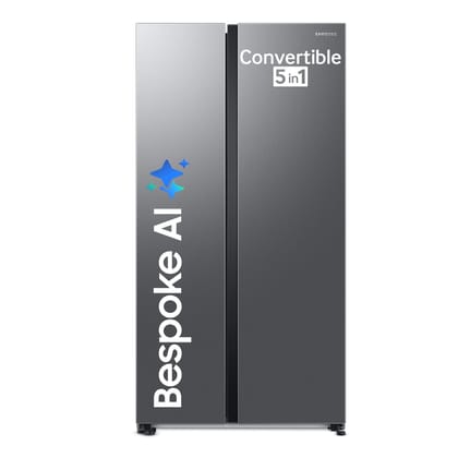 Samsung 653 L, 3 Star, Frost Free, Double Door, Convertible 5-in-1 Digital Inverter, Side By Side AI Enabled Smart Refrigerator with WiFi (RS76CG8003S9HL, Silver, Refined Inox) Samsung 653 L, 3 Star, Frost Free, Double Door, Convertible 5-in-1 Digital In