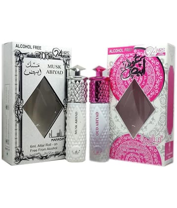 MANASIK   MUSK ABIYAD & OUD ABIYAD  Concentrated   Attar Roll On 6ml .  ( COMBO SET )