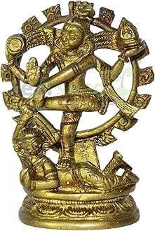 Natraj Brass Statue, Nataraja - King of Dancers Hindu God Shiva Brass Statue Collectable Antique Handicraft Small Miniature Art (Size - 7.2 x 5.1 x 2.5 CMS)