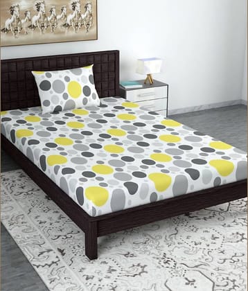 DIVINE CASA Cotton Single Bedsheet ( Yellow )