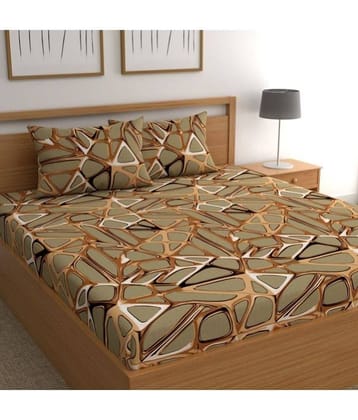 CG HOMES Microfiber 1 Double Bedsheet with 2 Pillow Covers ( Gold )