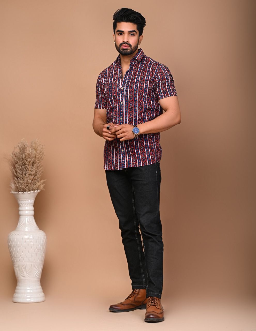 JAIPUR HANDBLOCK PRINT Printed Cotton Half  Shirt XXL