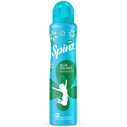 Spinz Blue Bounce Perfumed Deo for Women, with Fresh Tuberose Fragrance for Long Lasting Freshness and 24 Hours Protection, 200ml | Spinz Blue Bounce Perfumed Deo | long lasting body deo for women