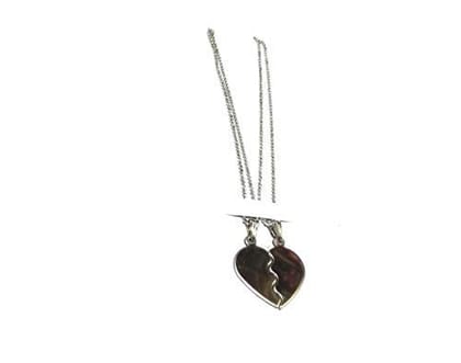 Nawani Valentine Day Special Love Heart 2 Piece Chain Locket Pendant for Boy and Girl (Silver)