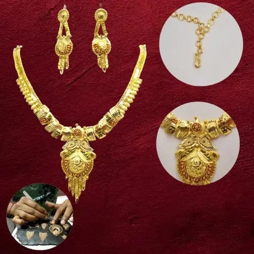 Luxury Defined: Handmade 22K Gold-Plated Necklace Set with Intricate Design